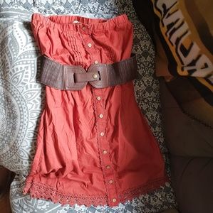 Strapless belted shirt